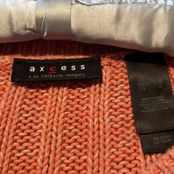Axcess By Liz Claiborne Womens Knit Sweater L Peach Cable Pattern Cotton - Picture 2 of 5